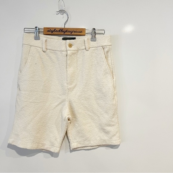 Zara Man Ivory Boucle Textured Fuzzy Shorts - Picture 9 of 9